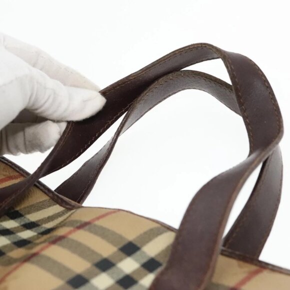 BURBERRY Nova Check Hand Bag PVC Beige Auth 93196 - Picture 9 of 14
